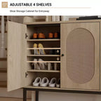 Meuble à chaussures 8 niveaux 3 portes, Organiseur de rangement de chaussures autoportant avec étagères réglables, Salon, Placard,