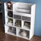 Bibliothèque pour enfants avec tiroirs, meuble de rangement au sol, bibliothèque moderne avec compartiments