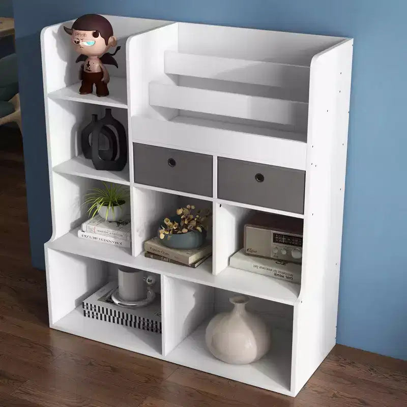 Bibliothèque pour enfants avec tiroirs, meuble de rangement au sol, bibliothèque moderne avec compartiments