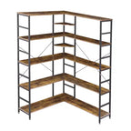 Étagère à 5 niveaux, Bibliothèque ouverte en forme de L avec panneaux incurvés, Salon, Bureau