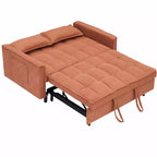 MAYEERTY Canapé 2 places en velours côtelé avec support en bois pour salon et chambre orange