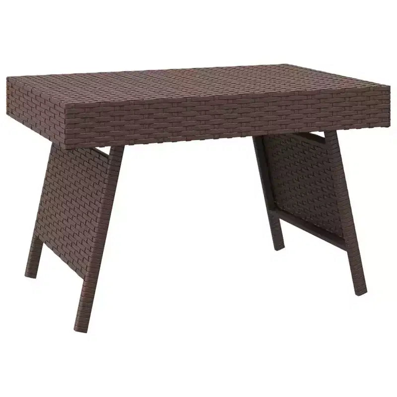 Table d'appoint marron en résine tressée, Acier thermolaqué Compact Pliable