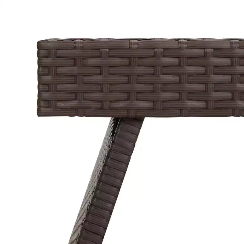 Table d'appoint marron en résine tressée, Acier thermolaqué Compact Pliable