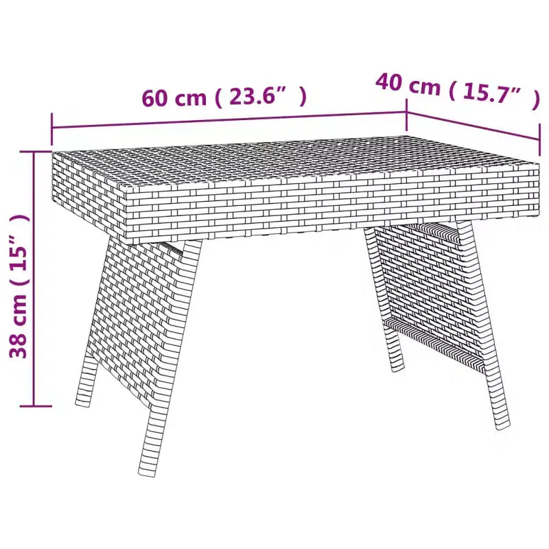Table d'appoint marron en résine tressée, Acier thermolaqué Compact Pliable