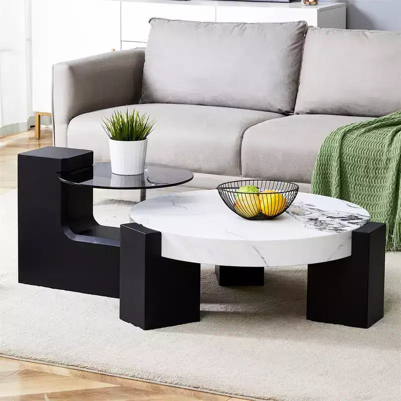 Table basse détachable à 2 niveaux, table d'appoint peu encombrante pour salon/chambre