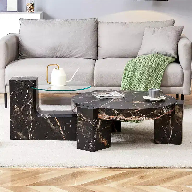 Table basse détachable à 2 niveaux, table d'appoint peu encombrante pour salon/chambre