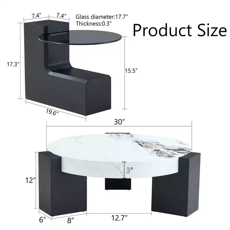 Table basse détachable à 2 niveaux, table d'appoint peu encombrante pour salon/chambre