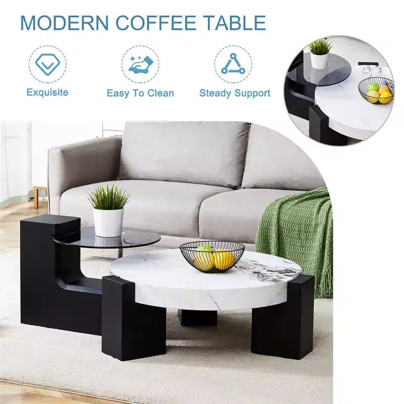 Table basse détachable à 2 niveaux, table d'appoint peu encombrante pour salon/chambre