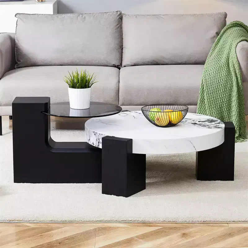Table basse détachable à 2 niveaux, table d'appoint peu encombrante pour salon/chambre