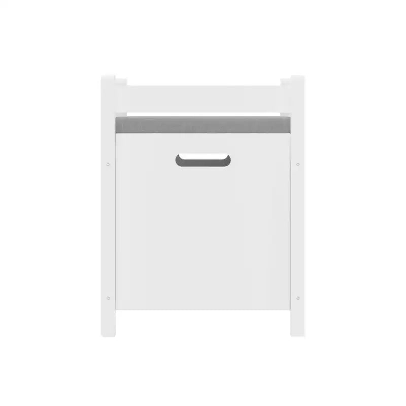 Banc de rangement blanc avec coussin, coffre d'entrée, coffre à jouets et organisateur de chaussures avec charnières de sécurité