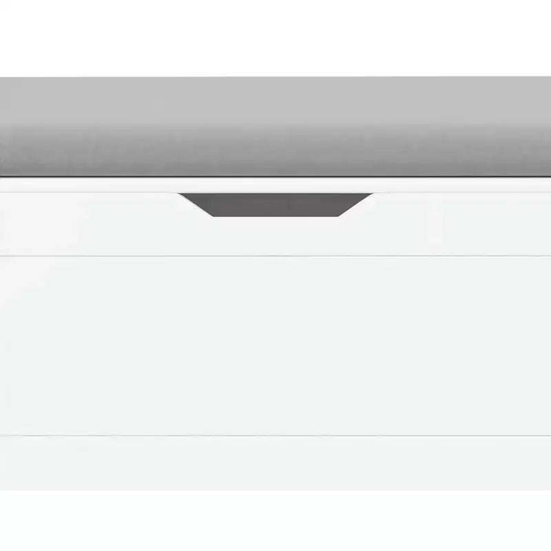 Banc de rangement blanc avec coussin, coffre d'entrée, coffre à jouets et organisateur de chaussures avec charnières de sécurité