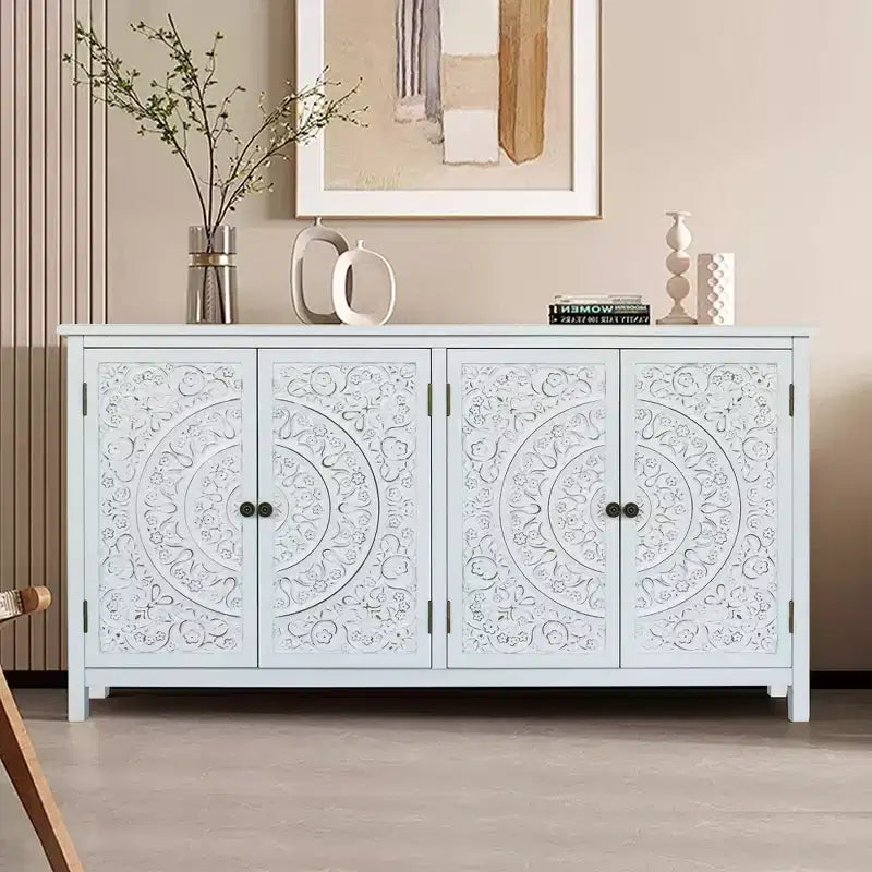 Buffet de rangement GDFStudio Hugo en bois de sapin de 60,00 po avec 4 portes