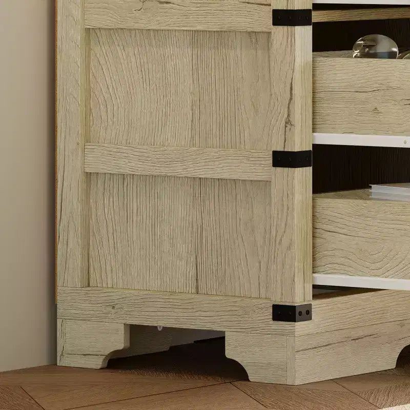 Commode Coiffeuse Industrielle Vintage Famapy, Commode à 12 Tiroirs avec Accents d'Angle Métalliques et Plateau Spacieux, Rangement Multi-Espaces pour Chambre, Salon, Entrée