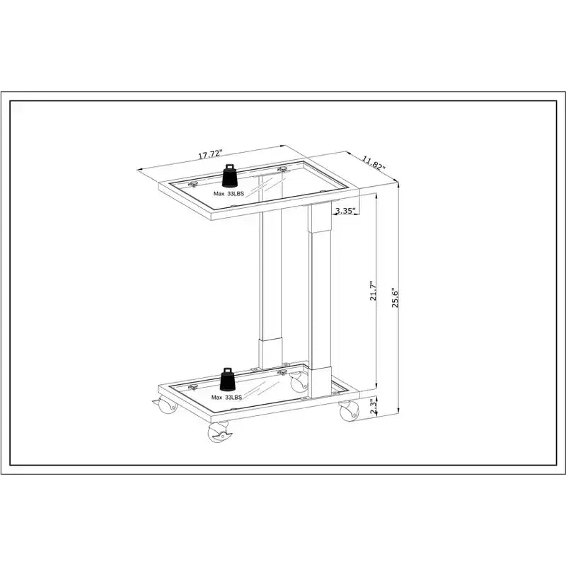 Table d'appoint moderne en verre Okak avec pieds en acrylique, table en forme de C avec base en métal chromé, tables de service pour salon, chambre, balcon