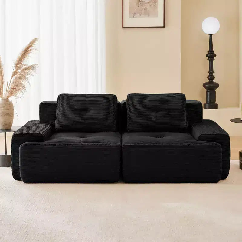 Canapé modulable moderne touffeté Okak avec oreillers, canapé profond pour salon, appartement, chambre d'amis