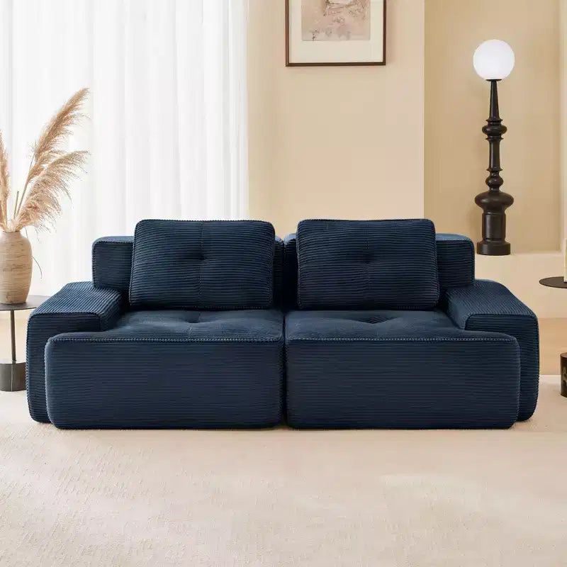 Canapé modulable moderne touffeté Okak avec oreillers, canapé profond pour salon, appartement, chambre d'amis