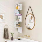Sorbus Étagère murale d'angle flottante zig-zag à 5 niveaux (101,6 cm de haut) pour salon, chambre, bureau et plus – Solution de rangement peu encombrante