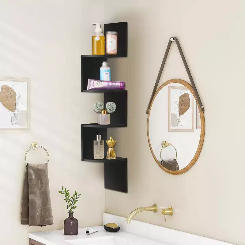 Sorbus Étagère murale d'angle flottante zig-zag à 5 niveaux (101,6 cm de haut) pour salon, chambre, bureau et plus – Solution de rangement peu encombrante