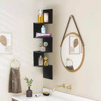 Sorbus Étagère murale d'angle flottante zig-zag à 5 niveaux (101,6 cm de haut) pour salon, chambre, bureau et plus – Solution de rangement peu encombrante
