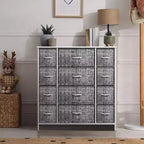 Commode Sorbus à 12 tiroirs – Unité de rangement avec cadre en acier, plateau et poignée en bois – Grande commode pour chambre, chambre d'enfant, etc.