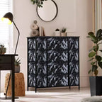 Commode Sorbus à 12 tiroirs – Unité de rangement avec cadre en acier, plateau et poignée en bois – Grande commode pour chambre, chambre d'enfant, etc.