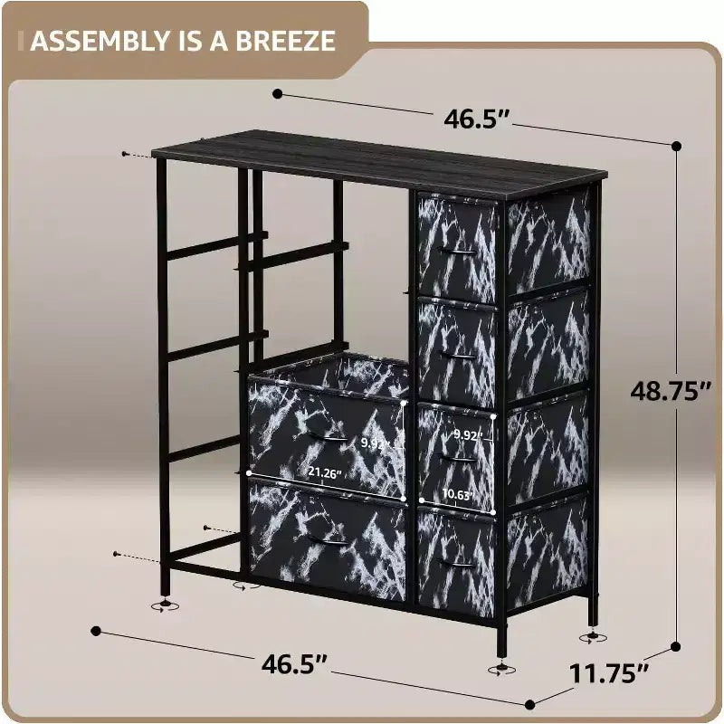 Commode Sorbus à 12 tiroirs – Unité de rangement avec cadre en acier, plateau et poignée en bois – Grande commode pour chambre, chambre d'enfant, etc.