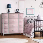 Commode Sorbus à 12 tiroirs – Unité de rangement avec cadre en acier, plateau et poignée en bois – Grande commode pour chambre, chambre d'enfant, etc.