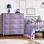 Commode Sorbus à 12 tiroirs – Unité de rangement avec cadre en acier, plateau et poignée en bois – Grande commode pour chambre, chambre d'enfant, etc.