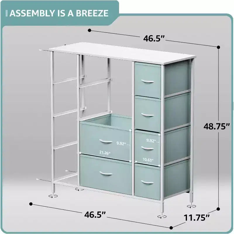 Commode Sorbus à 12 tiroirs – Unité de rangement avec cadre en acier, plateau et poignée en bois – Grande commode pour chambre, chambre d'enfant, etc.