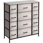 Commode Sorbus à 12 tiroirs – Unité de rangement avec cadre en acier, plateau et poignée en bois – Grande commode pour chambre, chambre d'enfant, etc.