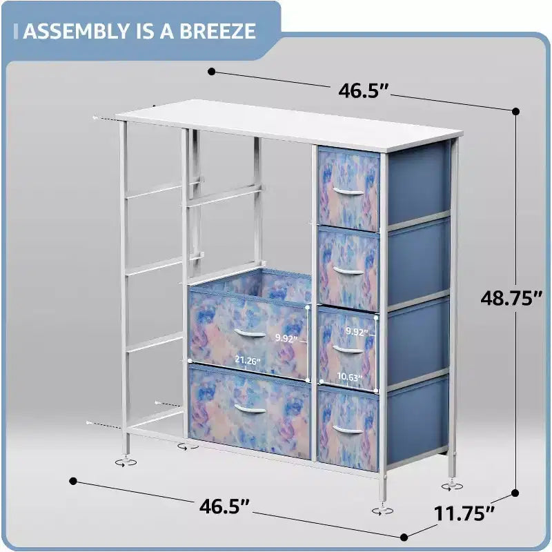 Commode Sorbus à 12 tiroirs – Unité de rangement avec cadre en acier, plateau et poignée en bois – Grande commode pour chambre, chambre d'enfant, etc.