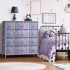 Commode Sorbus à 12 tiroirs – Unité de rangement avec cadre en acier, plateau et poignée en bois – Grande commode pour chambre, chambre d'enfant, etc.