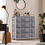Commode Sorbus à 12 tiroirs – Unité de rangement avec cadre en acier, plateau et poignée en bois – Grande commode pour chambre, chambre d'enfant, etc.