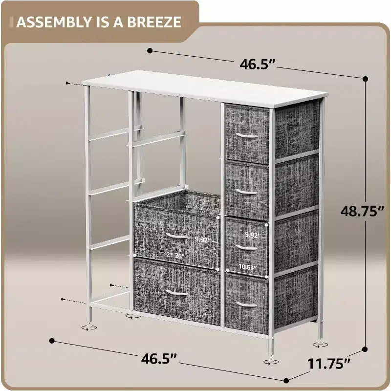 Commode Sorbus à 12 tiroirs – Unité de rangement avec cadre en acier, plateau et poignée en bois – Grande commode pour chambre, chambre d'enfant, etc.