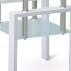Table d'appoint carrée HomeRoots 20 en verre transparent et blanc et métal avec étagère