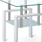 Table d'appoint carrée HomeRoots 20 en verre transparent et blanc et métal avec étagère