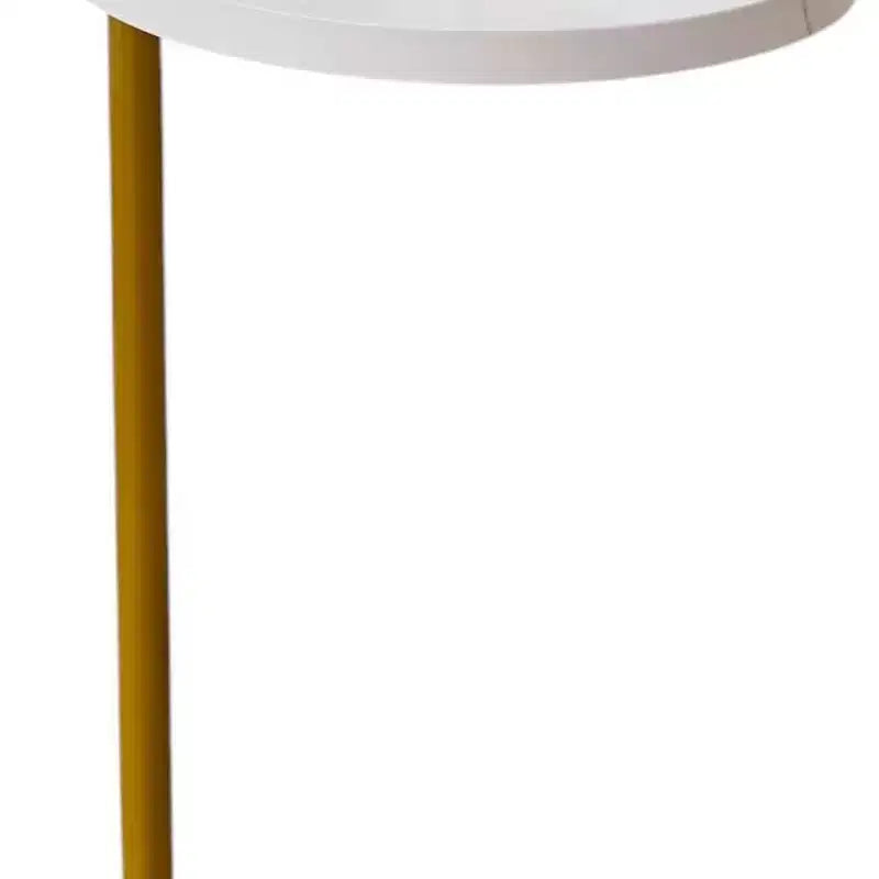 HomeRoots Lot de deux tables d'appoint ovales en similicuir marbre blanc et or et métal