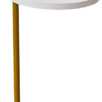 HomeRoots Lot de deux tables d'appoint ovales en similicuir marbre blanc et or et métal