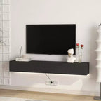 Meuble TV flottant, meuble TV mural flottant de 180 cm, étagère murale flottante pour TV avec lumières LED