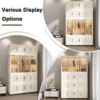 Armoire de rangement portable pour vêtements, armoire de rangement avec porte magnétique transparente et tringle à vêtements pour salon et chambre à coucher