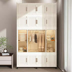 Armoire de rangement portable pour vêtements, armoire de rangement avec porte magnétique transparente et tringle à vêtements pour salon et chambre à coucher