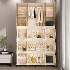 Armoire de rangement portable pour vêtements, armoire de rangement avec porte magnétique transparente et tringle à vêtements pour salon et chambre à coucher