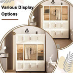 Armoire de rangement portable pour vêtements, armoire de rangement avec porte magnétique transparente et tringle à vêtements pour salon et chambre à coucher