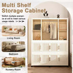 Armoire de rangement portable pour vêtements, armoire de rangement avec porte magnétique transparente et tringle à vêtements pour salon et chambre à coucher