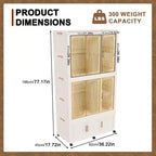 Armoire de rangement portable pour vêtements, armoire de rangement avec porte magnétique transparente et tringle à vêtements pour salon et chambre à coucher