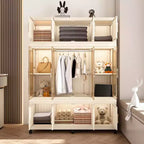 Armoire de rangement portable pour vêtements, armoire de rangement avec porte magnétique transparente et tringle à vêtements pour salon et chambre à coucher