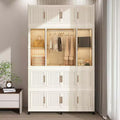 Armoire de rangement portable pour vêtements, armoire de rangement avec porte magnétique transparente et tringle à vêtements pour salon et chambre à coucher