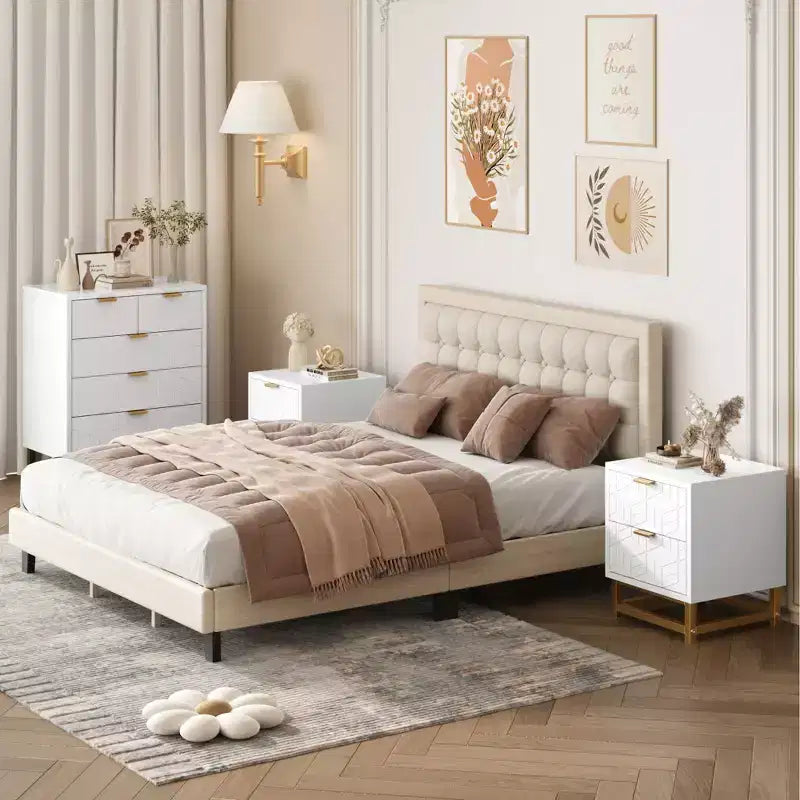 Grande commode de couloir, commode à tiroirs avec base en métal, commode à 5 tiroirs pour chambre à coucher, organisateur de rangement moderne.