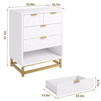 Grande commode de couloir, commode à tiroirs avec base en métal, commode à 5 tiroirs pour chambre à coucher, organisateur de rangement moderne.