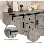 COZONY Commode 4 tiroirs blanche 45" avec portes de grange - Commode de chambre en bois pour placard, salon, meuble TV